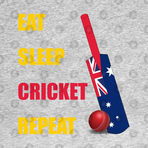 Eat Sleep Cricket Repeat Australia Flag Cricket Bat by DPattonPD